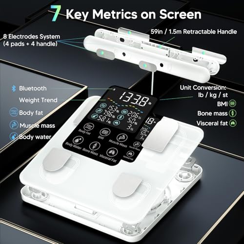 arboleaf Scale for Body Weight, Upgrade 50+ Metrics 8-Electrode Smart Scale with BMI, Body Fat, Muscle Mass, Full Body Composition Analyzer, High Precision Digital Bathroom Scale