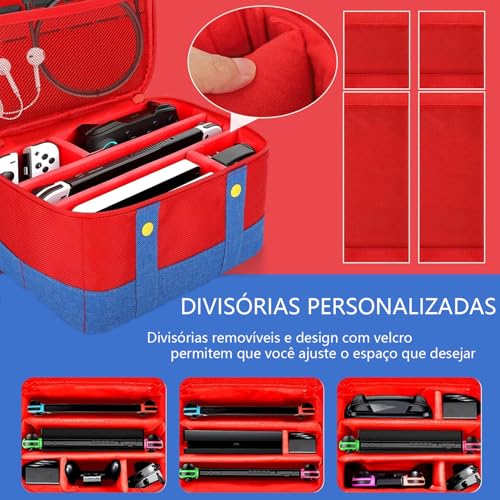 Case para Nintendo Switch Oled, Bolsa para Armazenamento de Console de Jogos, Case para Nintendo Switch Lite, Bolsa Maleta Case Transporte