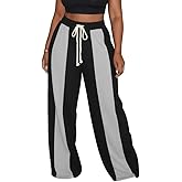 HBQ Womens Wide Leg Sweatpants High Waisted Drawstring Sweatpant Baggy Pants Athletic Joggers