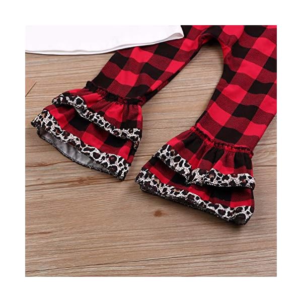Christmas Outfits Infant Toddler Baby Girls Merry Christmas Ruffle T-Shirt Plaid Leopard Bell Bottom Pants Fall Clothes… - Image 8