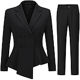 YUNCLOS Womens Suits 2 Piece Set Business Casual Double Breasted Blazer and Pantsuits for Work Office