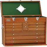 Grizzly H7716 Oak 10 Drawer Chest, 26-Inch
