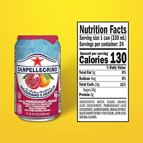 San Pellegrino Pomegranate and Orange Italian Sparkling Drinks, 11.15 Fl Oz (Pack of 24)