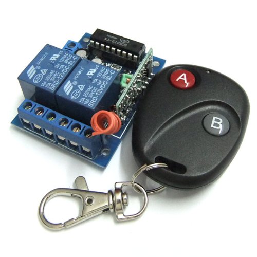 DROK Industrial Wireless Garage Door Remote Control 12V DC 2-Channel Switch Board Self-Lock Controller