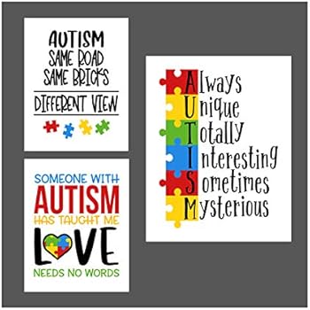 Simply Remarkable Set of 3 Autism Poster Prints Autism Awareness Home Decor Autistic Spectrum (8x10, Set of 3)