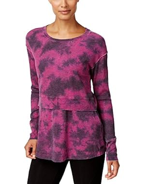 Calvin Klein Women's Tie-Dyed Layered-Look Top, Lotus Charcoal, Medium
