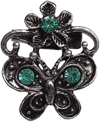 Woap Designer Antic Silver Polish Blue Color Crystal Stone Brooch