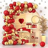 NISOCY Red Gold Confetti Balloons Garland Arch