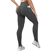 COPYLEAF High Waisted Leggings for Women Workout Butt Lifting Yoga Pants with Pockets Tummy Control Yoga Leggings(Dark Grey L)