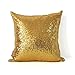 AMAZLINEN(TM Decorative Glitzy Sequin & Comfy Satin Solid Throw Pillow Cover 18 Inch Square Pillow Case, Hidden Zipper Design, 1 Cover Pack Only(Gold)