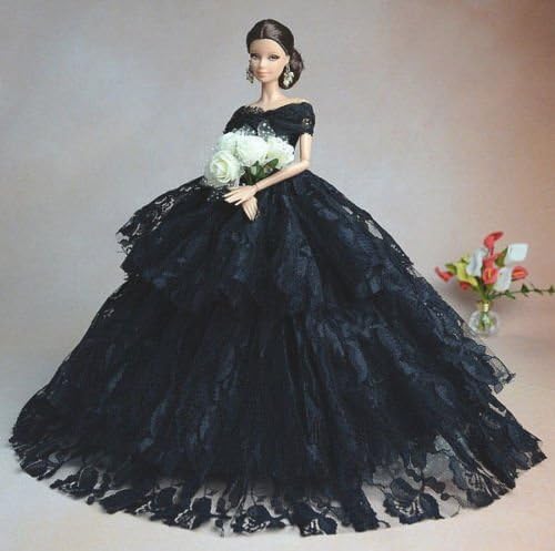 Barbie Black Fashion Royalty Princess Party Dress/Clothes/Gown For Barbie Doll