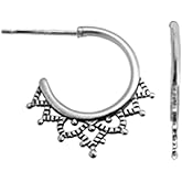 Boma Jewelry Sterling Silver Filigree Post Hoop Earrings