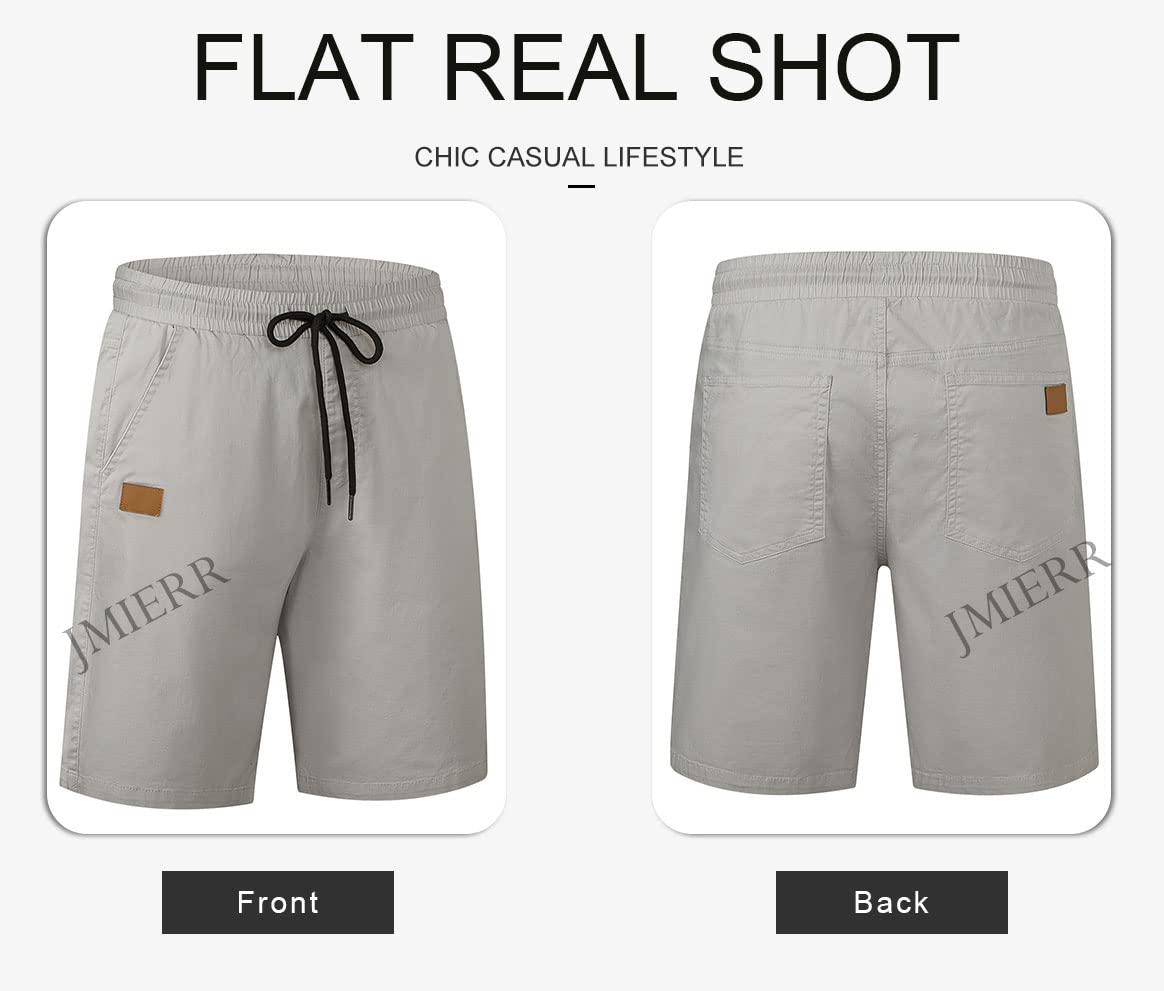 JMIERR Mens Casual Shorts - Cotton Drawstring Summer Beach Stretch Twill Chino Golf Shorts