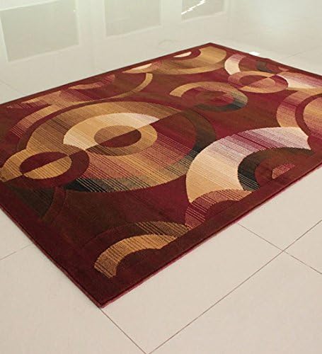 Homemusthaves Super Soft Geometric Carpet Rug Modern Contemporary Polyester Area Rug Carpet Living Room Bedroom Rug Carpet (8x10 Feet, Burgundy)