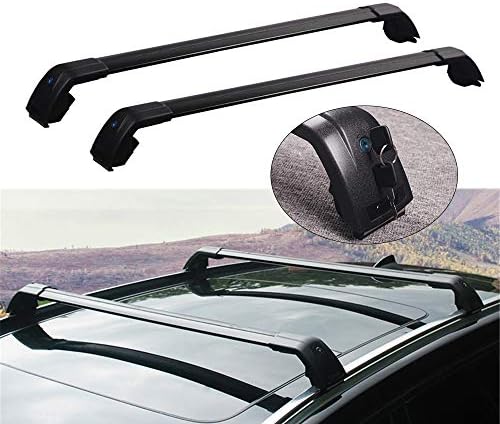 2 Pcs Fits for Hyundai Santa Fe 2019 2020 Lockable Roof Rail Racks Cross Bar Crossbar Carrier - Black