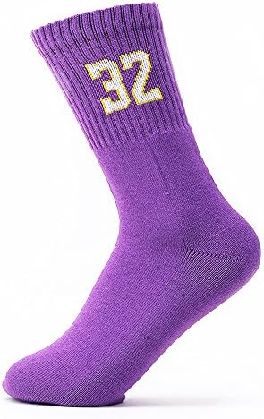 VS Sky Sport Compression Socks Athletic Crew Socks with Team Number for Men and Women (Purple, NO.32) …
