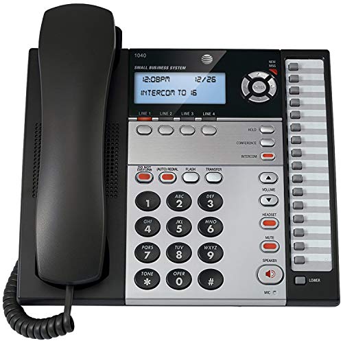AT&T 1040 Corded Phone, Black/Silver, 2 Handset Bundle