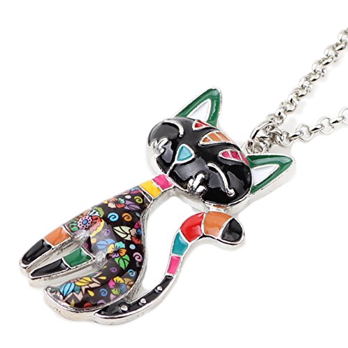 Bonsny-Statement-Enamel-Alloy-Chain-Cat-Necklaces-Pendant-Original-Design-For-Women-Girls