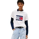 Tommy Jeans Mens Short Sleeve Cotton T-Shirts with Flag and Logo Graphic