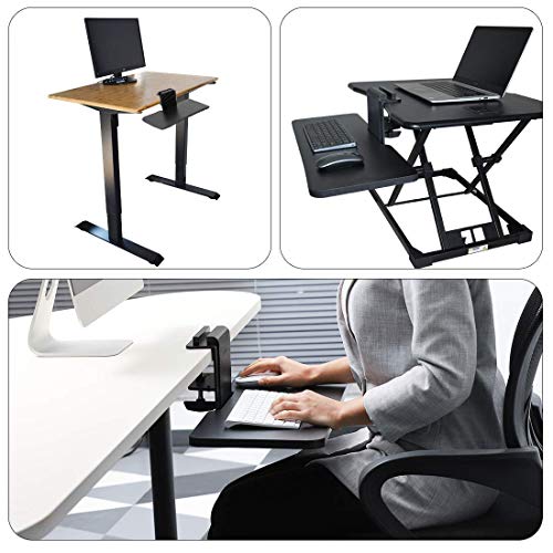 JENOSWEIN Clamp on Keyboard Tray Under Desk 26" Platform Fits Full Size