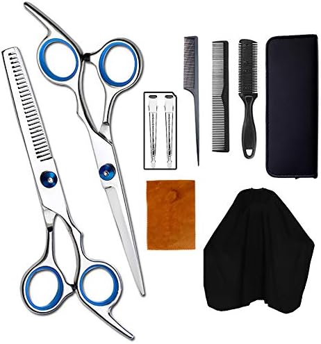 現金特価 散髪セット ブロはさみ ヘアカット すみバサミ ケープ 調髪 理容師 専用ケース付き 初心者 収納ケースつき 家庭用 子供の散髪 10pcs