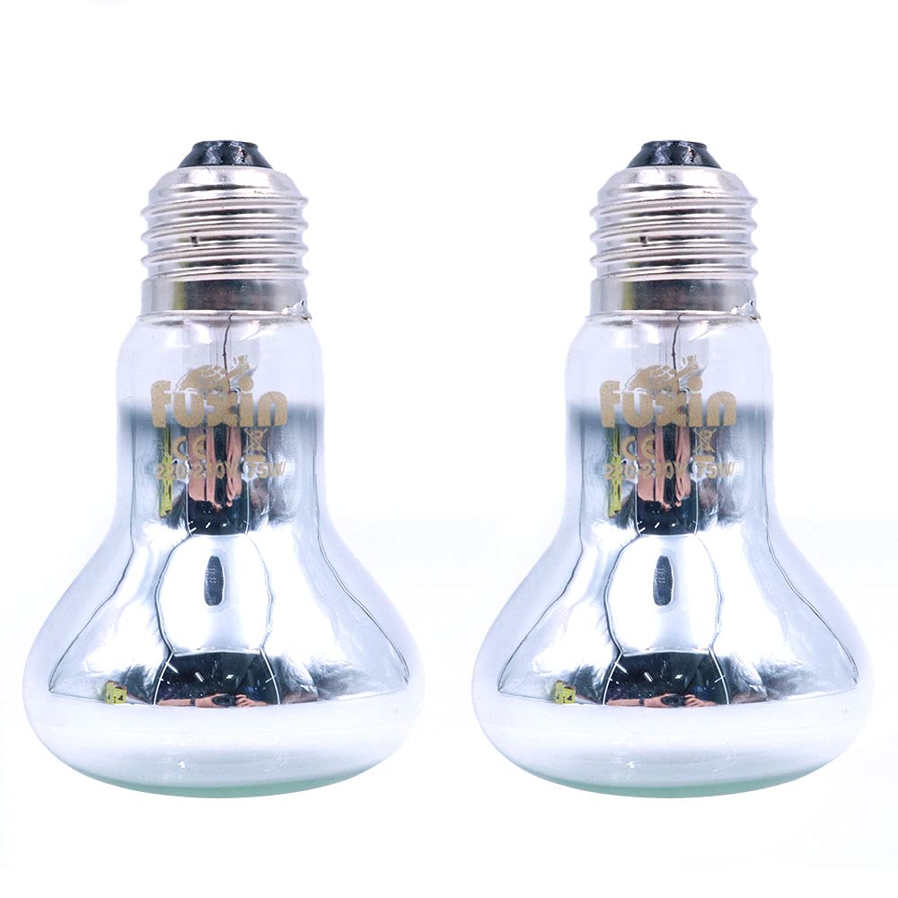 ANCLLO 2pcs Transparent Reptile Heating Bulbs, Durable Infrared Heat Lamp Warming Light Bulb Pet Light for Reptile and Amphibian Lizard Tortoise Spider Snake Chameleon 220-230V(75W)