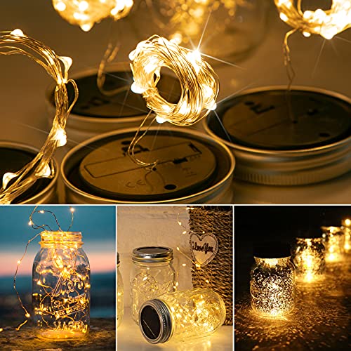 Solar Mason Jar Lights Lids, 30 LED Solar Fairy Lights for Mason Jars
