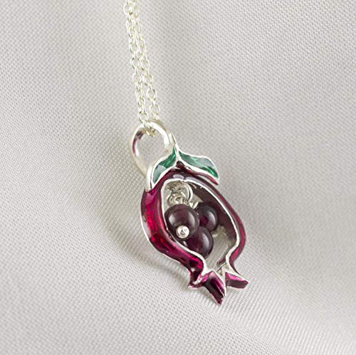 image for Enamel Jewelry Boutique Pendant Pomegranate Garnet Seeds,Green Burgund