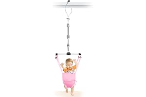 Hapbabe Baby Door Jumper with Adjustable Strap and Seat, Baby Doorway Jumper with Walking Harness Function, Ideal Gift for Infant, Pure Pink