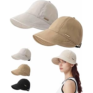 2026 NEW Women's Wide Brim Sun Visor Hat | Wide Brim Sun Cap UPF 50+ Full-Face Shade, for Ponytails Golf Beach