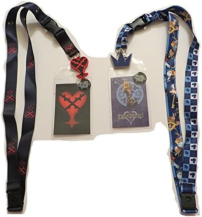 Kingdom Hearts Sora and Heartless Lanyard Bundle of 2 Badge Holder Keychains