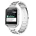 Fitbit Blaze Bands, eLander™ Solid Stainless Steel Metal Watch Strap Business Replacement Watchband with Durable Folding Clasp for Fitbit Blaze Tracker Smart Fitness Watch Band (Silver)