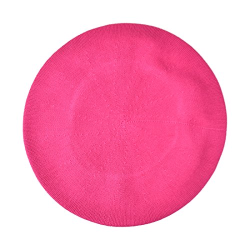 Landana Headscarves Beret for Women 100% Cotton Solid - Hot Pink