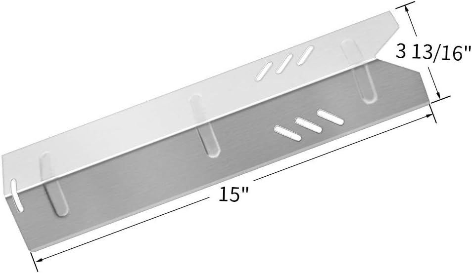 BBQ funland SH1591 (4-pack) Stainless Steel Heat Plate for Gas Grill Models Uniflame GBC1059WB, Backyard BY13-101-001-13, DynaGlo, Better Home&Garden, 15 inch Heat Shield Tent Flame Tamer Burner Cover : Garden & Outdoor