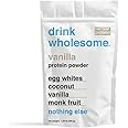 drink wholesome Vanilla Egg White Protein Powder | for Sensitive Stomachs | Gut Friendly | Dairy Free | No Artificial Sweeteners or Stevia | Carnivore, Keto, Low Carb & Paleo | for Kids & Seniors