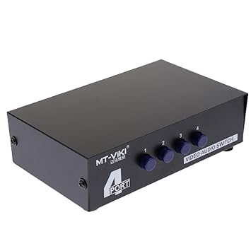 4-Way AV Switch RCA Switcher 4 in 1 Out Composite Video L/R Audio Selector Box