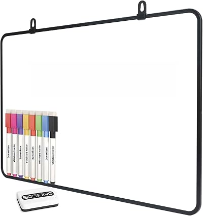DumanAsen Dry Erase Whiteboard Double Sided 60cm x 40cm with Pens Eraser Black