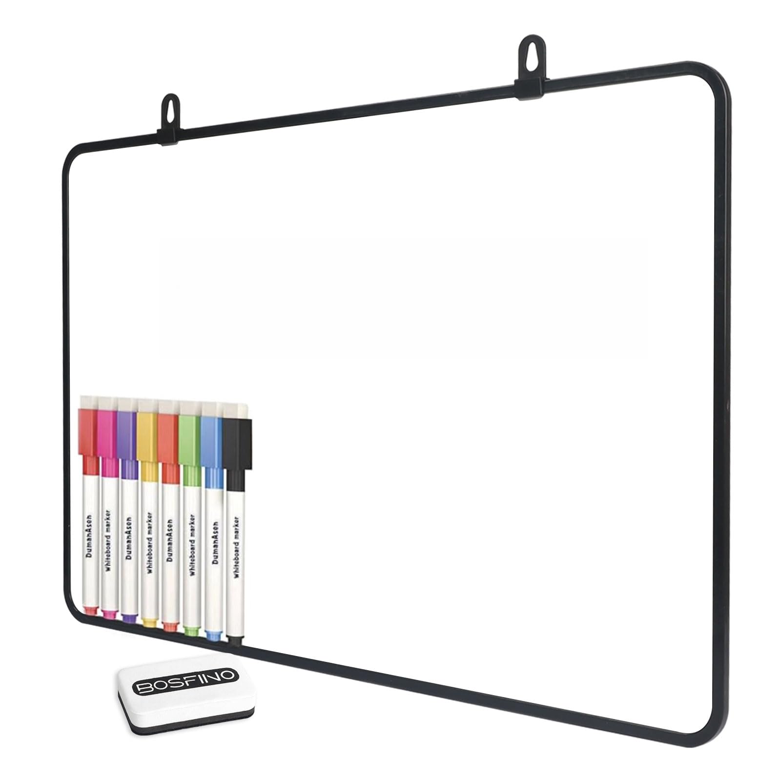 Dry Erase Whiteboard, DumanAsen Double Sided White Board with Dry Erase Pens and Eraser for School, Home, Office, Remote Learning (Black, 60cm*40cm) - 24inch x 16inch
