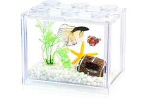 Stackable Mini Fish Tank Aquarium Tank Kit,Gallon Stackable Mini Fish Tank Aquarium Rectangular Transparent Tank Kit Fish Bow
