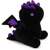 MIAOHAHA Cartoon Funny Plush 10in Dinosaur, Soft Kids Plush Toy Pillow, Stuffed Animals Dinosaur Toy Gift for Kids and Girls (Black&Purple,10in)