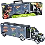 MegaToyBrand Dinosaurs Transport Car Carrier Truck Toy with Dinosaur Toys Inside - Best Megatoybrand dinosaur kids toy for ages 3 - 8 yr old