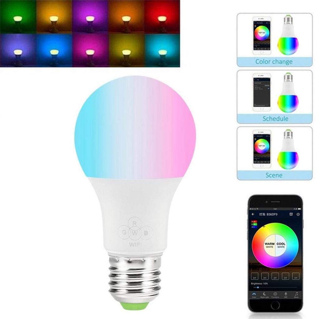 Ywoow E27 LED Light 4.5W WiFi RGB Smart Bulb Colorful Wireless Home App Controlled US Warehouse Sending