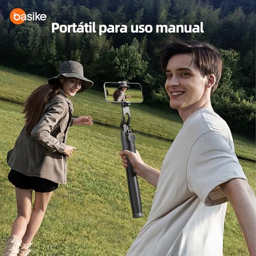 Basike Tripé para Celular 1,84m – Bastão de Selfie Dobrável Portátil com Controle Remoto, Rotação 360°, Base Quadrúpede Reforçada, Pau de Selfie com Parafuso 1/4" Compatível com Câmeras, GoPro/iPhone
