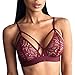 Buitifo Women Lace Bra Sexy Bralette Strappy Soft Bustier Lingerie (Red,L)