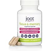 Just Thrive Focus & Memory Capsules – Nootropic Brain Supplement for Clarity, Concentration, Memory Support, & Energy – Citicoline, Lion’s Mane, Vitamins B12 & D3