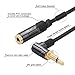 CableCreation Headphone Extension Cable 6FT, 3.5mm Aux Male to Female TRRS Audio Stereo Cable, Right Angle Auxiliary HiFi Cable with Silver-Plating Copper, 24K Gold Plated (Microphone) for Car Stereo
