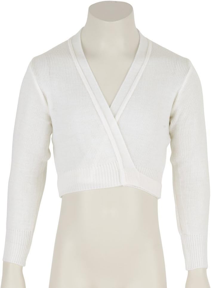 Girls Childrens White Ballet Dance Crossover Cardigan All Sizes By Katz