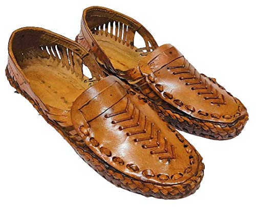 EthnicVibes Mens Kolhapuri Buffalo Lederen Chappal Mojari Etnische Indiase Jutti BOHO Jezus Sandalen US Maat 7-12 HT102, Ht 106, 42 EU