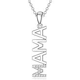 LWXIE Silver Mama Necklace Gifts for New Mom Sterling Silver Mom Necklace With Lab Grown Diamond Birthday Gifts Travel Accessories for Women