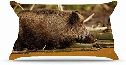Fannie King Size 20X36 PillowCase Inches Cotton Pillowcases Decorative Pillow Cover Case with Hidden Zipper Decor Cushion Covers - Animals Swamp Wild Boar Animals For Living Room